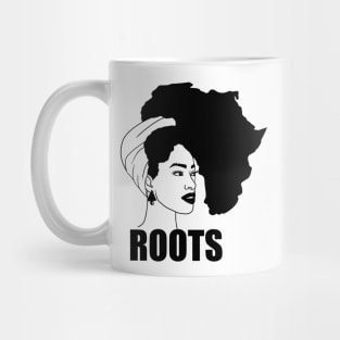 Afro, African Woman Roots, Africa Map, Black Pride Mug